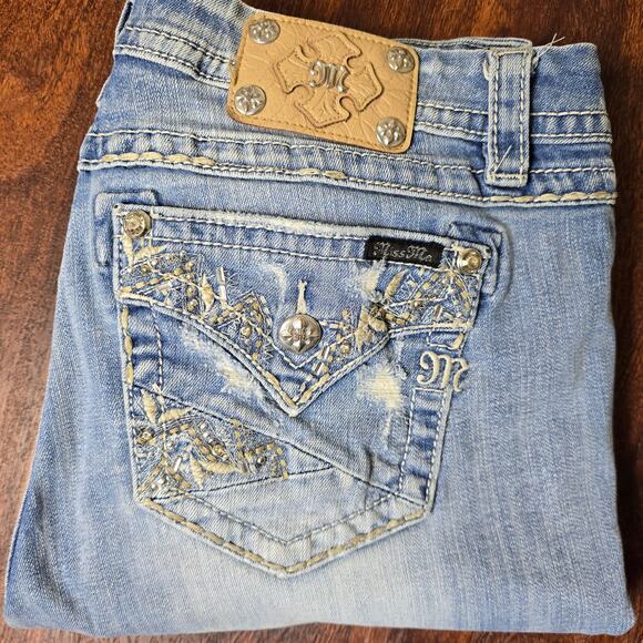 Miss Me Blue Jeans with Gold Embellishments - Picture 1 of 10